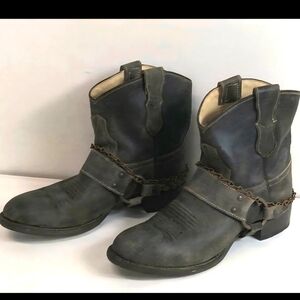 Roper Gray Leather Western Boots with Chain Detail Size 9